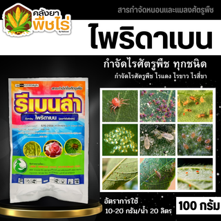 🌽 รีเบนล่า (ไพริดาเบน) 100กรัม ป้องกันกําจัดไรศัตรูพืช เช่น ไรแดงแอฟริกัน ไรแดงมะม่วง ไรแดงกระเจี๊ยบ