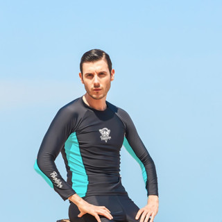 Sport Black-Mint เสื้อว่ายน้ำแขนยาว Rashguard กัน UV 100%