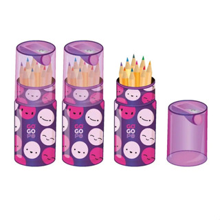 GoGoPo 12 Pencils Tube Case Handy Sharpener School/Office Stationery สีไม้ 12 สี บรรจุ 12 แท่ง บรรจุด้วยกระบอกพลาสติก