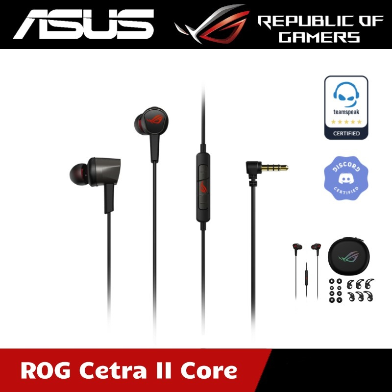 🔥ขายดีมาก🔥⚡️หูฟังเกมมิ่ง⚡️ ASUS ROG Cetra II Core In-Ear Gaming Earphones 3.5 mm Connector 2y.