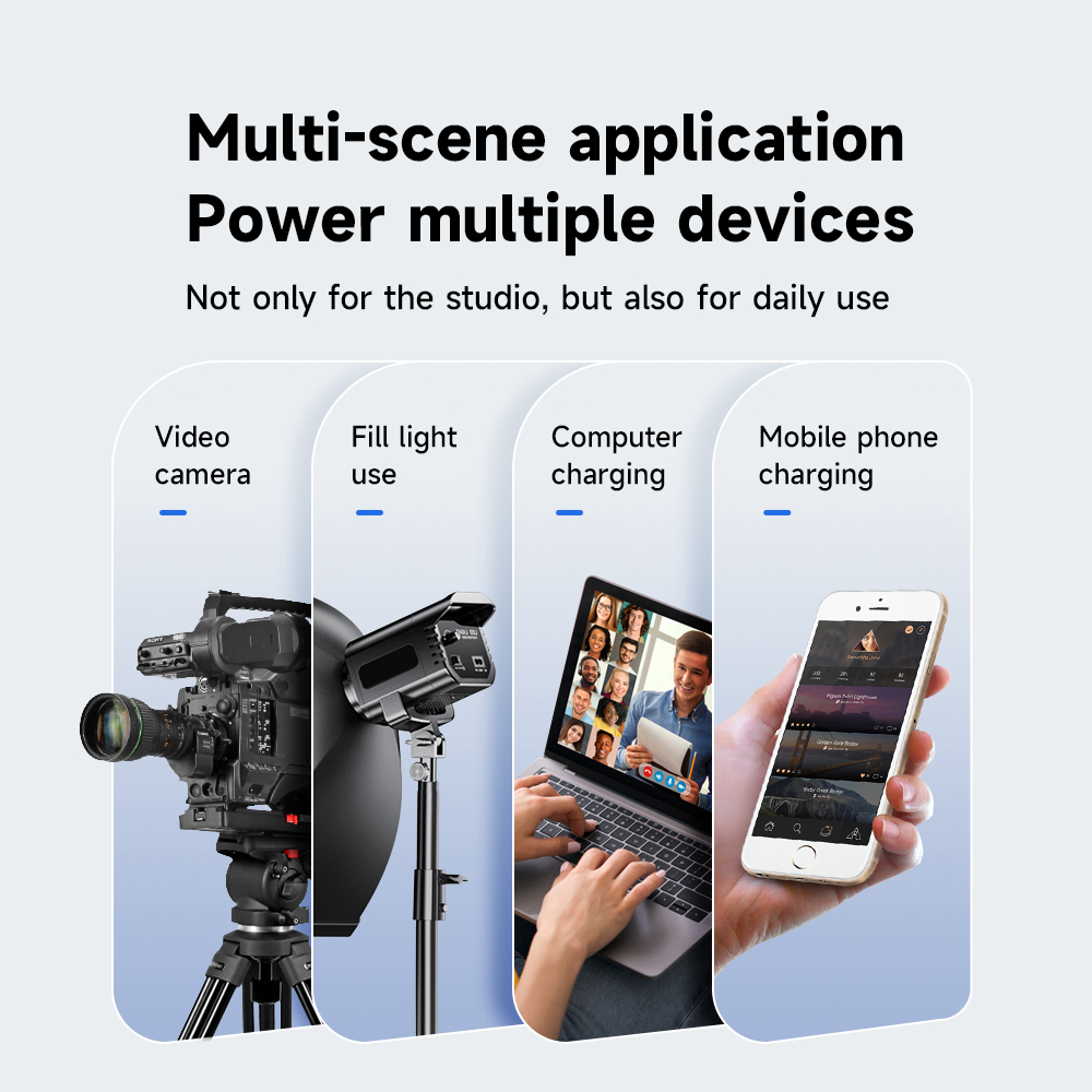 แบตเตอรี่ V-Mount แบตเตอรี่ความจุสูง พร้อมช่องต่อ D-Tap USB-A USB-C เหมาะสำหรับไฟสตูดิโอและกล้อง