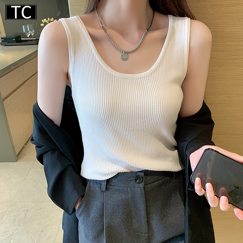 TC ผู้หญิงด้ายยืดหยุ่นเซ็กซี่ฟรีไซส์ เสื้อกั๊กผู้หญิงภายในสวมใส่ด้านนอกเอวเอวบางสบายๆอินเทรนด์ฤดูร้อน รุ่น2793