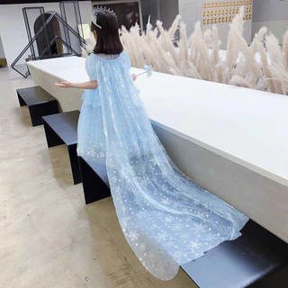 ชุดเจ้าหญิง ชุดเอลซ่า พร้อมผ้าคลุม ชุดซินเดอเรลล่า เดรสเจ้าหญิงเด็ก ดิสนีย์ ชุดราตรีชุดเดรสยาวเด็ก 3-8 ปี เดรสสีฟ้าเด็ก
