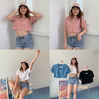 🧼🥣🫧Jane crop top 🫧🧼🥣เสื้อครอปโปโล ผ้าวาฟเฟิลนุ่มนิ่ม