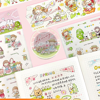 Molinta Tape &amp; Sticker Spring ฤดูใบไม้ผลิ สีสันสนใส พร้อมส่งในไทย Mar23