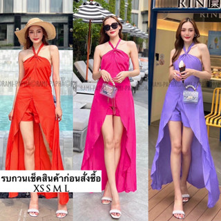 เสื้อ+ขาสั้น สวยแซ่บแบบฉบับลูกคุณหนูผู้ดี สีสันสวยสดใสต้อนรับSummer ดีไซน์สวยเก๋เล่นเลเยอร์รอบตัว สวยพริ้วมากค่าา มีกันล