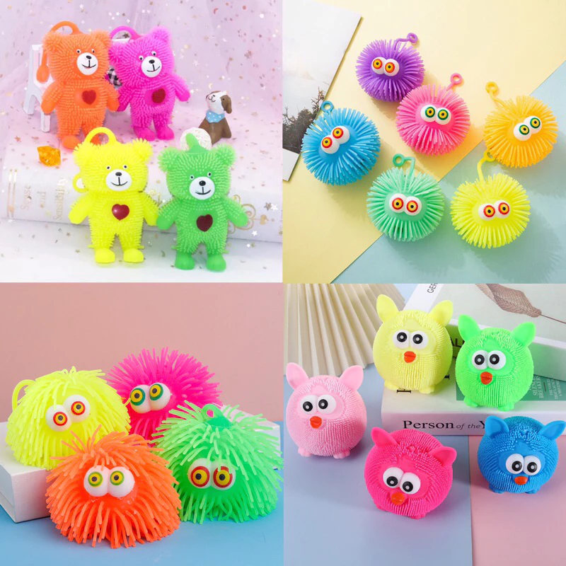 ตุ๊กตาหมี เฟอร์บี้ เม่น ของเล่น มีไฟ LED รูปการ์ตูน ของเล่นสําหรับเด็ก ที่บีบ ผ่อนคลายกล้ามเนื้อลูกบอลยางนุ่ม บอลเด้ง