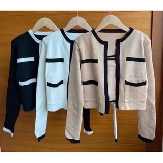 พร้อมส่ง งานเซ็ตเสื้อแฟชั่น2 ชิ้น เสื้อไหมพรมแขนยาว