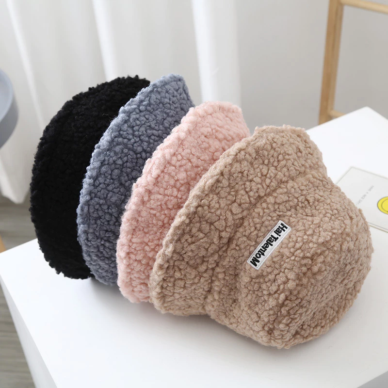 *พร้อมส่งในไทย* หมวกบักเก็ต ขนฟู เฟอร์เทียม สีพื้น bucket Ins สไตล์เกาหลี ปรับขนาดได้ M2