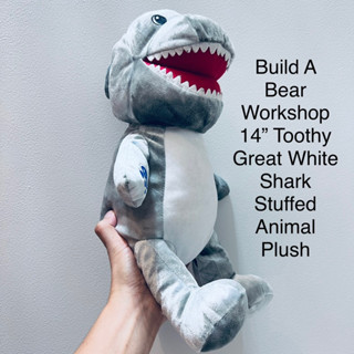 #ตุ๊กตา ฉลาม Build A Bear Workshop 14” Toothy Great White Shark Stuffed Animal Plush #ตัวใหญ่ #งานสวย ขนเงา ลิขสิทธิ์แท้