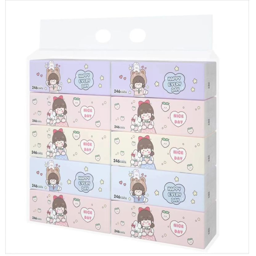 กระดาษทิชชู่ห่อใหญ่ หนา 3 ชั้น (1 ห่อมี 240 แผ่น) Happy Every Day