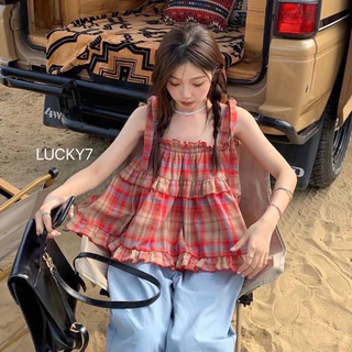 BY IRA Tingerbelle Tank Top (915/23036) สายเดี่ยวลายสก็อต ดีเทลยางยืดรอบอก สายสามารถมัดได้ตามสไตล์ เหมาะกับทุกสายแค้ม