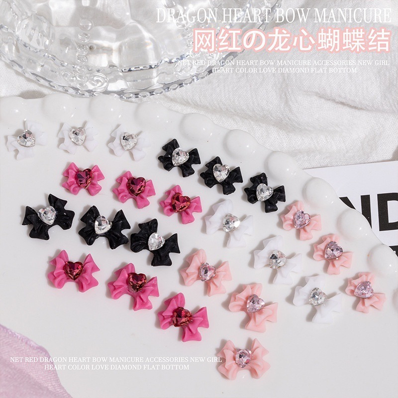 AC.239 ขายปลีก 1 ชิ้น โบว์ติดเล็บประดับเพชร มีสีให้เลือก 6 สี พร้อมส่ง