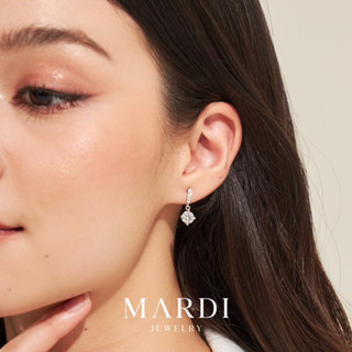 Mardi Jewelry ต่างหูห้อยเงินแท้ Waving Cz Earrings