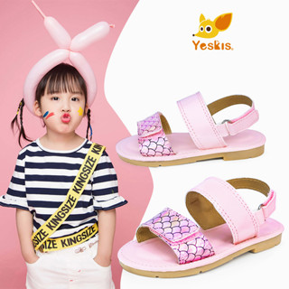 【Yeskis】ฤดูร้อนสาวรองเท้า Velcro เด็กใหญ่เด็กเล็กนุ่มรองเท้าแตะชายหาดน้ำหนักเบาระบายอากาศได้