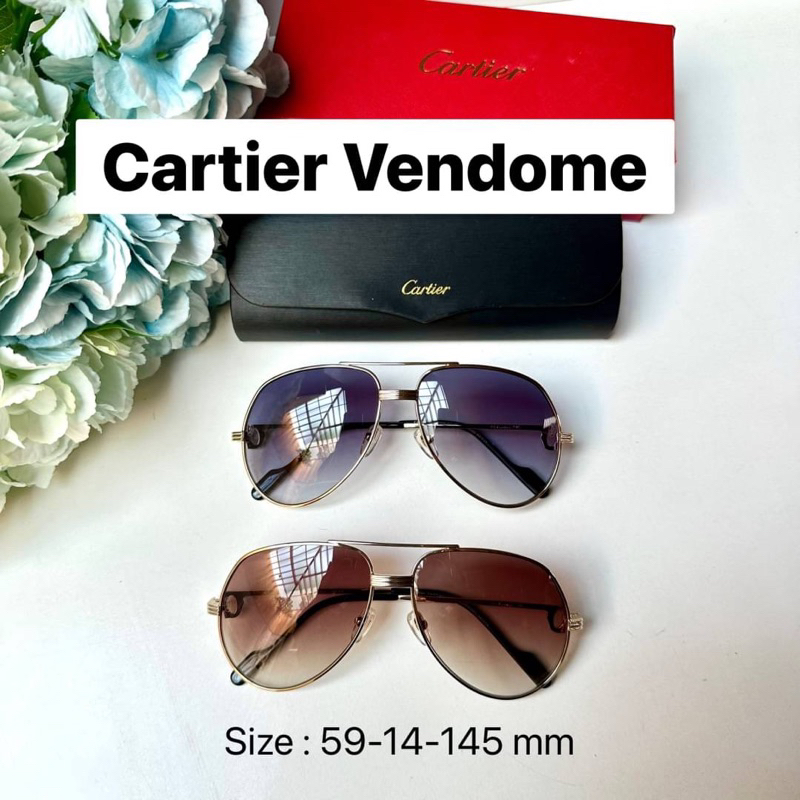 พร้อมส่งแว่นตากันแดด cartier สไตร์คลาสสิค