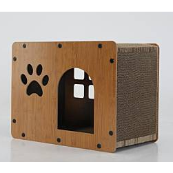 PEKO PET&CAT [ที่นอน016] ที่นอนสัตว์เลี้ยง กล่องสี่เหลี่ยม ไม้อัด มีที่ลับเล็บ ที่นอนสัตว์เลี้ยง ที่นอน ข่วนเล็บได้