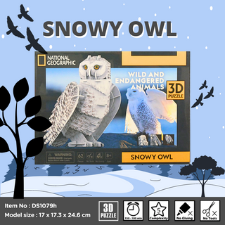 จิ๊กซอว์ 3 มิติ นกเค้าแมวหิมะ Snowy Owl DS1079 แบรนด์ Cubicfun ของแท้100% สินค้าพร้อมส่ง