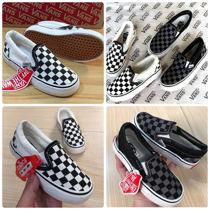 รองเท้าผ้าใบเด็ก Vans Slipon ลายตารางขาวดำ มีsz.25-35