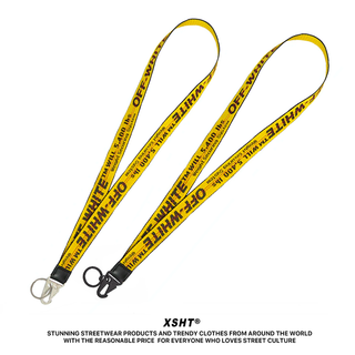 (พร้อมส่ง) สายห้อยคอ Off-White Lanyard Strap สีเหลือง สายคล้องคอ สายคล้องโทรศัพย์ สายคล้องอเนกประสงค์