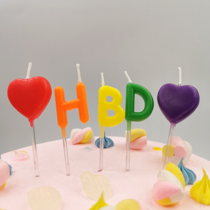 056 <พร้อมส่งในไทย 🇹🇭> เทียน Happy birthday 🎂 เทียนวันเกิด HBD 🌈