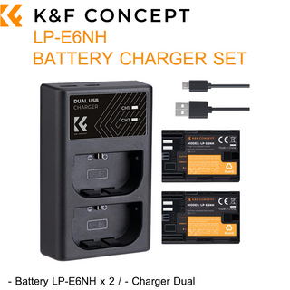 K&amp;F CONCEPT LP-E6NH battery 2-pack dual slot battery charger kit สำหรับกล้อง Canon