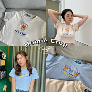 Homie Crop ㅡ ครอปผ้ายืดปักลาย