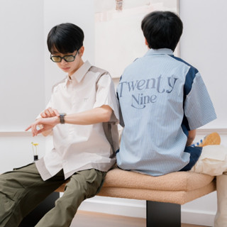 NINELINE SHIRT เสื้อเชิ้ตแขนสั้นทรงโอเวอร์ไซส์