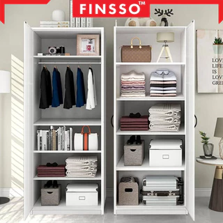 พร้อมส่ง!! FINSSO : ตู้เสื้อผ้า ตู้เสื้อผ้าไม้ คุณภาพดี ราคาถูก แข็งแรง เก็บของได้เยอะ (ตู้เสื้อผ้า 2/3 ประตู wardrobe