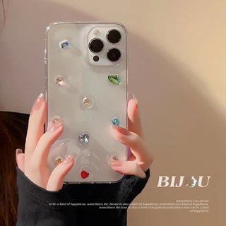 💕พร้อมส่ง💕iPhone 14 13 12 11 Pro Max เคส for เคสไอโฟน11โปร่งใส บางเบาพกพาง่าย สไตล์เรียบง่าย เพชร ความรู้สึกขั้นสูง Case