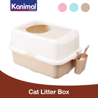 Kanimal Cat Toilet ห้องน้ำแมว กระบะทราย รุ่นเข้าออกด้านบน สำหรับแมวทุกสายพันธุ์ Size XL ขนาด 58x40x33 ซม. แถมฟรี! ที่ตัก