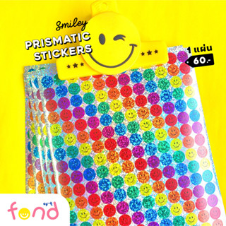 ✨สติ๊กเกอร์กลิตเตอร์วงกลมเล็กหน้ายิ้ม (คละสี)🙂smiley prismatic stickers