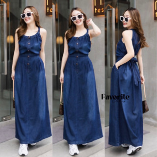 🌈🌿🌸🌼🌺💙🇰🇷 Jeans Sleeveless Maxi Dress