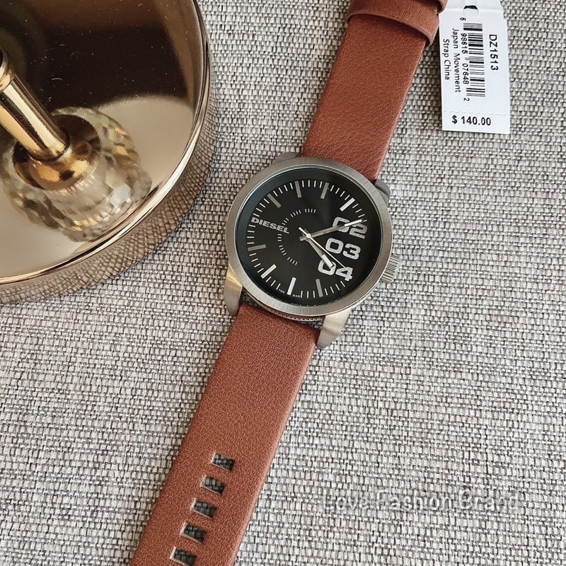 👑ผ่อน0%~แท้100%👑 นาฬิกาข้อมือ สายหนังสีน้ำตาล Diesel 46mm Men's Watch DZ1513