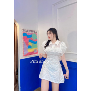 🧸เดรสผ้าลัคชู แต่งระบาย ชีฟอง มีเชือกผูกเอว  แต่งกระดุม คอ  น่ารักมากคะ งานป้าย