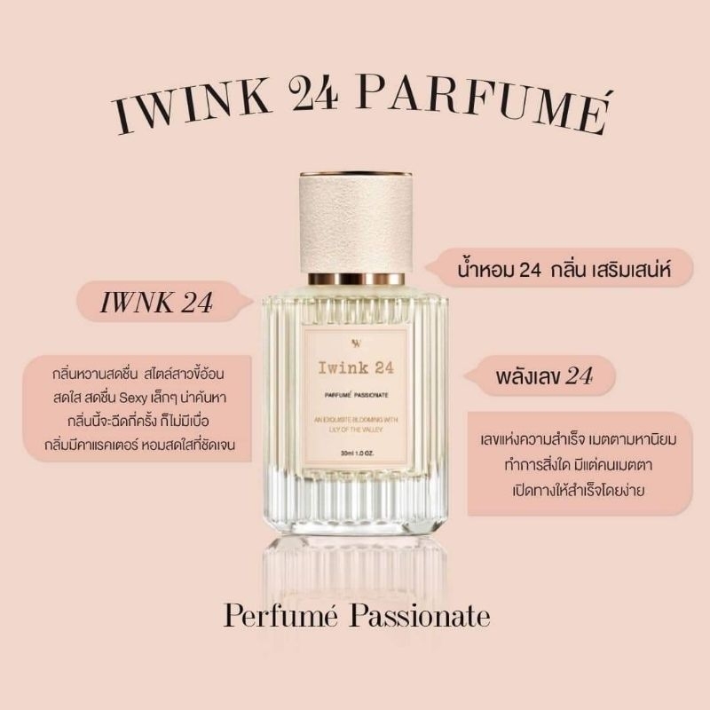 IWINK 24 ขนาด 30 ml น้ำหอมไอวิ้งค์ 24 กลิ่นหอมหวานสดชื่น สไตล์สาวขี้อ้อน  น่ารักซุกซน ฉีดเเล้วมีพลัง