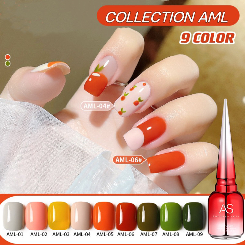 พร้อมส่งในไทบ สีเจล As โทนส้มๆแดงๆ สดใสเข้ากับเทรนด์ฮอตช่วงนี้สุดๆ Set 9 สี สวยทุกสีเนื้อสีเนียนแน่น เงางามติดทนนาน