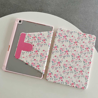 ⚡พร้อมส่ง⚡เคสไอแพด Gen9 Air5 10.9 Floral Rose ดอกไม้ 360°อะคริลิค ช่องใส่ปากกาขวา Acrylic เคส ipad Pro 11 air4 air3 10.5