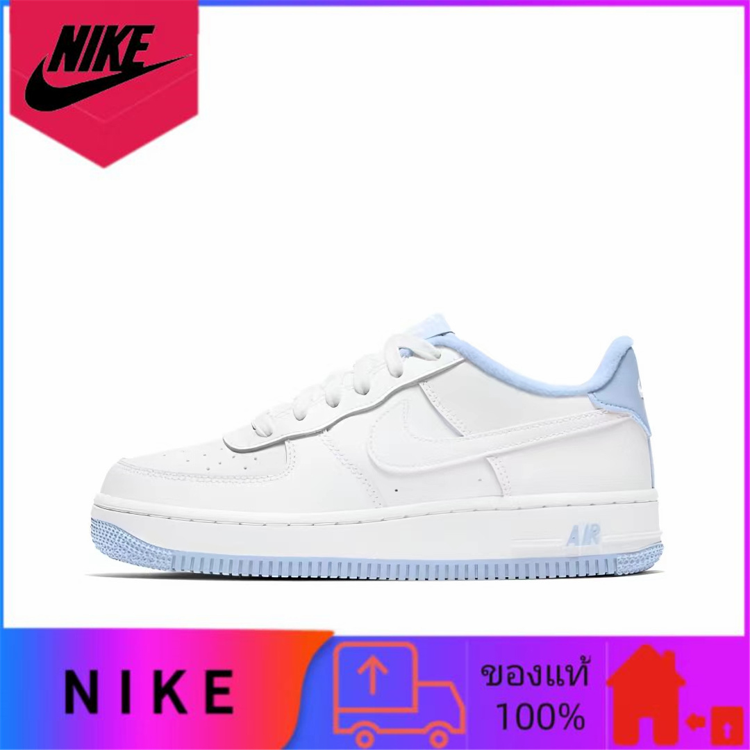 Nike Air Force 1 Low White Hydrogen Blue' แท้ 100% รองเท้าผ้าใบหุ้มข้อต่ำทนต่อการสึกหรอสีขาวและสีน้ำเงิน