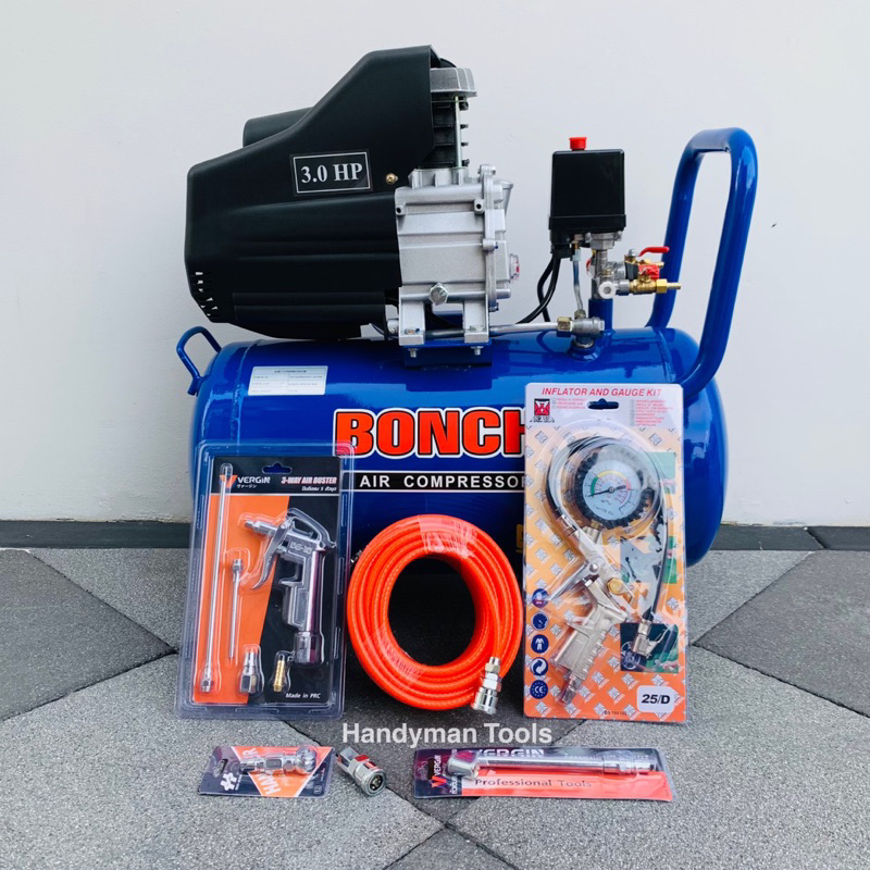 BONCHI/Handyman ปั๊มลม ถังลม ปั๊มลมโรตารี่ 50 ลิตร 3 แรงม้า รุ่นBC-50L (สินค้ามีตัวเลือกสีน้ำเงิน-สีดำ)