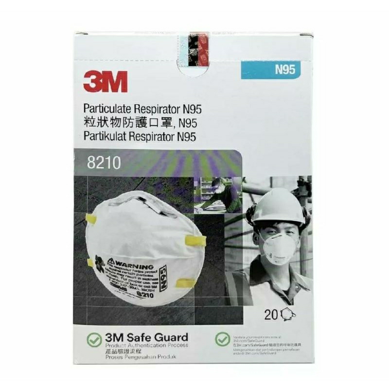 หน้ากากอนามัย หน้ากากป้องกันฝุ่น 3M รุ่น 8210 มาตรฐาน N95 กันฝุ่น PM2.5