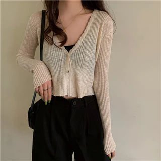 พร้อมส่ง💗 เสื้อคลุมไหมพรมแขนยาว ผ้าบางใส่สบาย สีพาสเทลน่ารักมาก