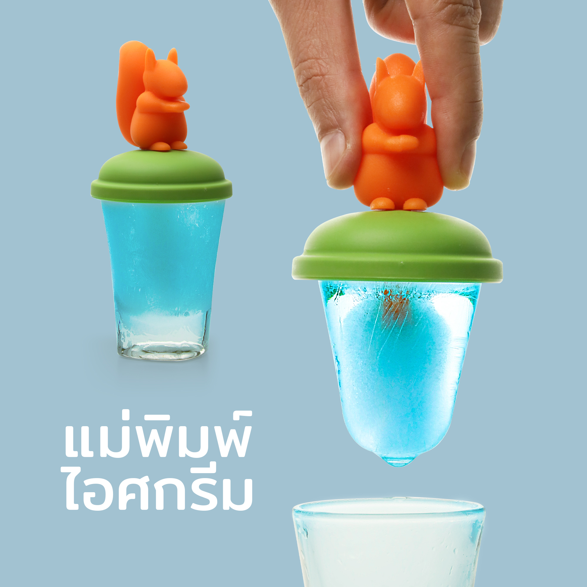 Squirrel Ice Pop Mold ที่ทำไอศกรีมในแก้วช็อต ดีไซน์ กระรอก Qualy (ควอลี่)
