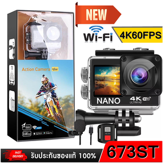 กล้องแอคชั่น 673ST4K 60FPS กันสั่น Dual Screen Action Camera จอสัมผัส สามารถต่อไมค์ เพิ่มได้ APP iSmart DV2