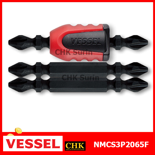 VESSEL ชุดดอกไขควงลมพร้อมปลอกแม่เหล็ก PH2x65 mm รุ่น NMC No.NMCS3P2065F NMCS3P2065F