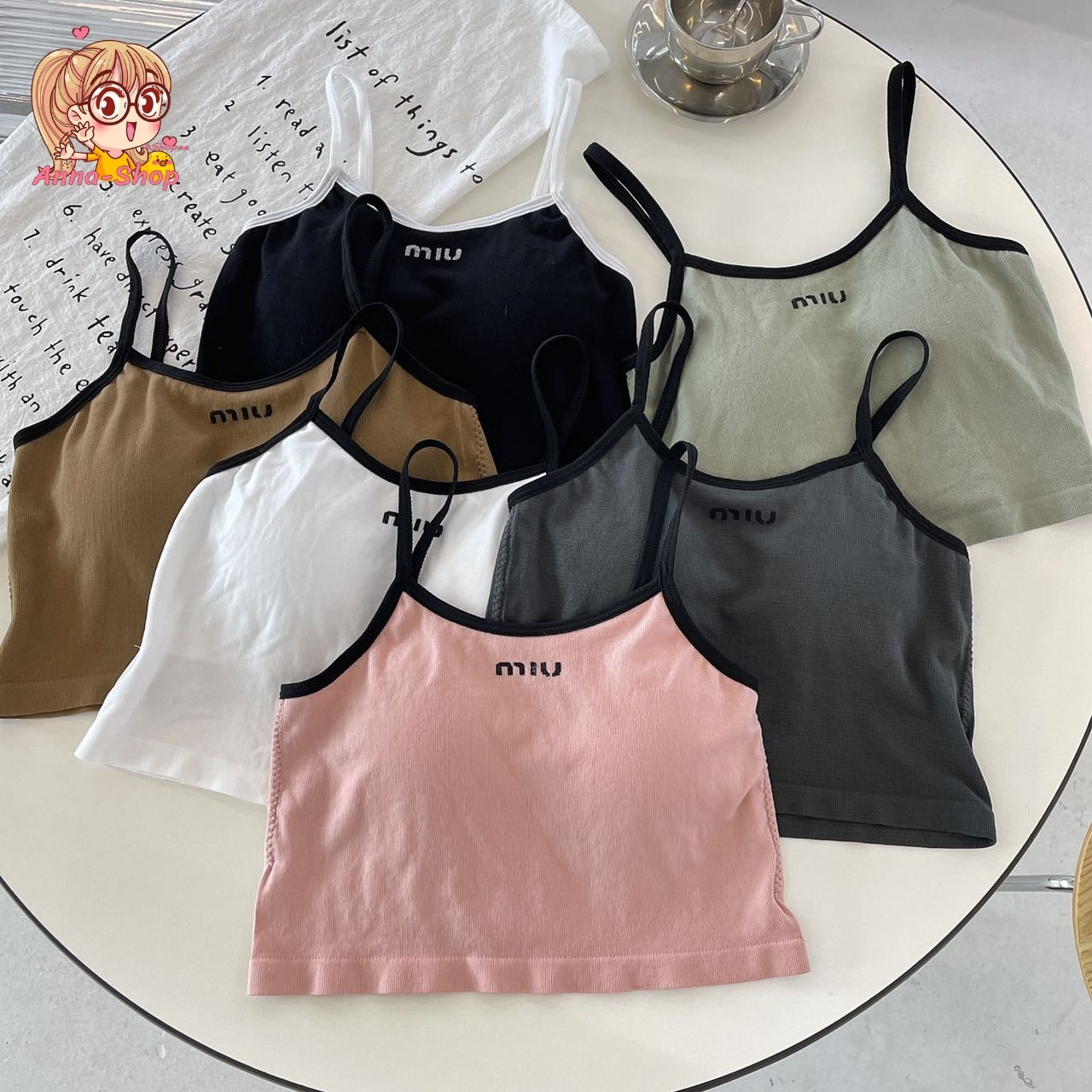 annacny  เสื้อสายเดี่ยวแฟชั่น💦 เสื้อกล้าม  เสื้อครอป 👚ผ้ายืดตามตัว A135 - รูปที่ 2