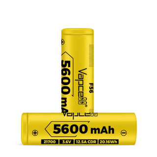 ถ่านชาร์จVapcell F56 21700 5600mAh 12.5A ของแท้(ได้ถ่าน2ก้อนแถมกระเป๋าใส่ถ่าน)