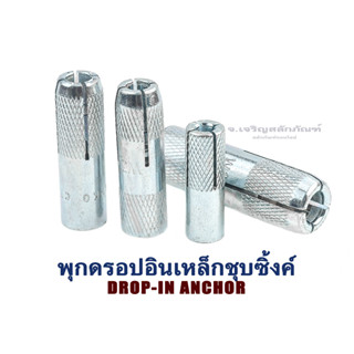 พุกดรอปอินเหล็กชุบซิ้งค์ SANKO M8 M10 M12 3/8" 1/2" (แพ็คละ 1 ตัว) พุ๊ก พลุ๊ก พุกยึดDrop-in Anchor