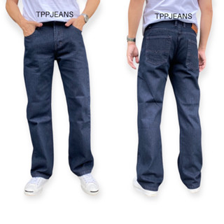 JEANSEXPRESS Mens Denim กางเกงยีนส์ชายทรงกระบอก9 นิ้วสีมิดไนท์ วินเทจ เป้าซิป ป้ายหนังแท้ Size 28-36 รับชำระปลายทาง