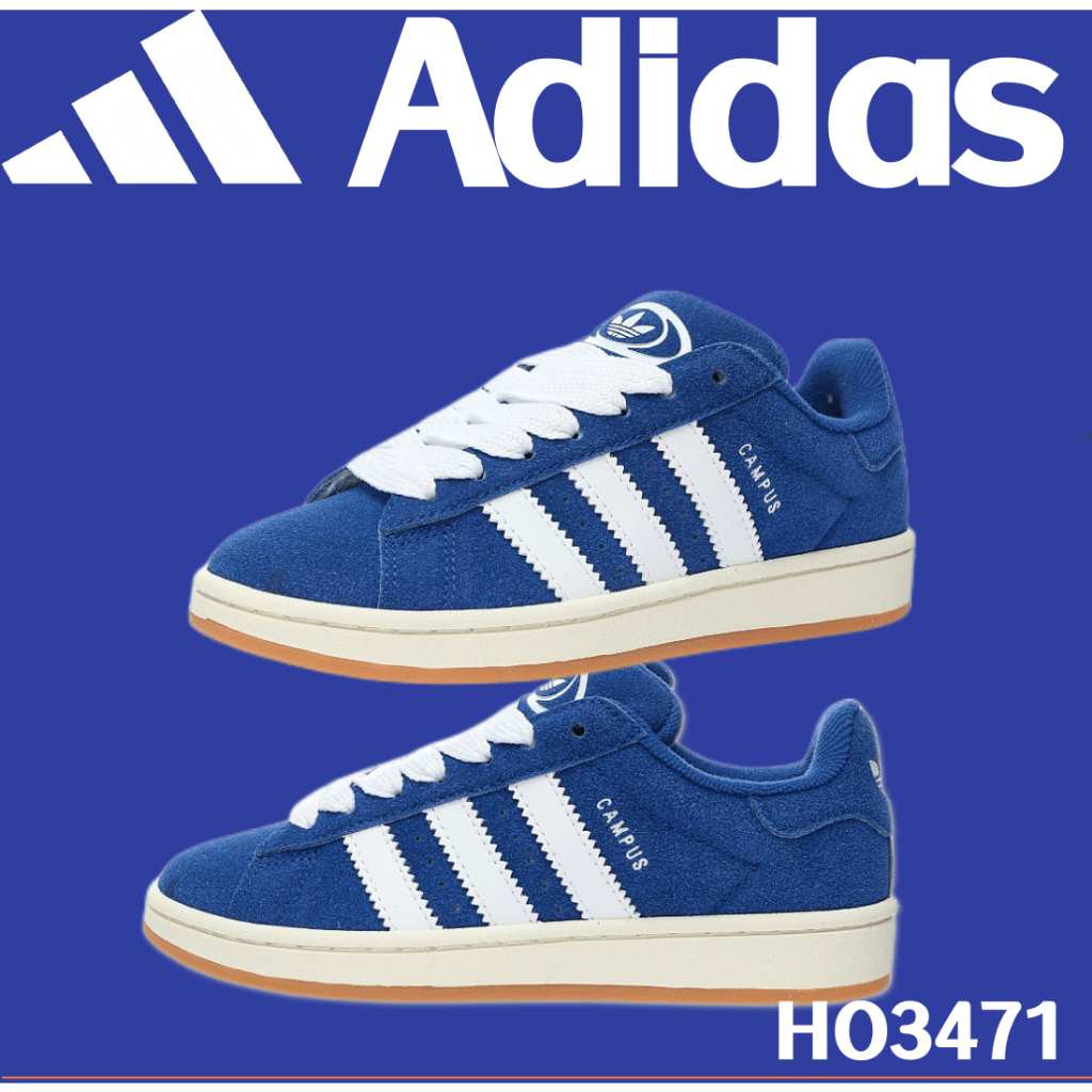 Adidas Originals Campus 00s College Series Bread Wind รองเท้าผ้าใบรองเท้าสเก็ตบอร์ดหนังนิ่มสีน้ำเงินและสีขาว HO3471